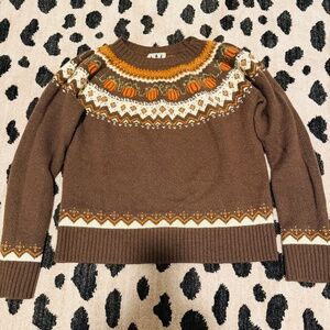 Kiel James Patrick Women's Cozy Pumpkin Fair Isle Crewneck Sweater M